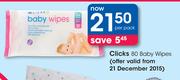 Clicks 80 Baby Wipes-Per Pack