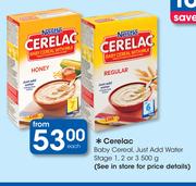 Cerelac Baby Cereal, Just Add Water Stage 1, 2 Or 3-500g Each