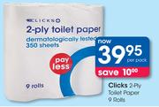 Clicks 2-Ply Toilet Paper 9 Rolls-Per Pack