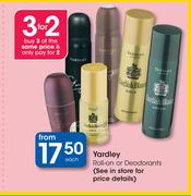 Yardley Roll-On Or Deodorants-Each
