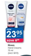 Nivea Hand Creams-75ml(Excl.Q10)-Each