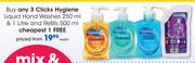 Clicks Hygiene Liquid Hand Washes-250ml & 1ltr And Refills-500ml Each