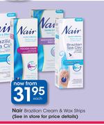 Nair Brazilian Cream & Wax Strips-Each