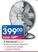 Kambrook 30cm Brushed Chrome Desk Fan Each