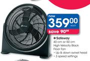 Safeway 40cm Or 50cm High Velocity Black Floor Fan