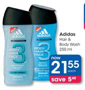 Adidas Hair & Body Wash-250ml Each