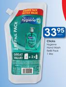 Clicks Hygiene Hand Wash Refill Pack-1ltr Each