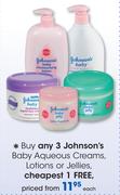 Johnson's Baby Aqueous Creams, Lotions Or Jellies-Each