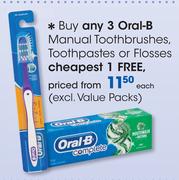Oral-B Manual Toothbrush, Toothpaste Or Flosses(Excl. value packs)-Each