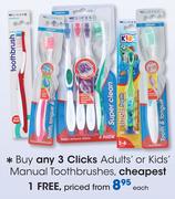 Clicks Adults Or Kids Manual Toothbrush-Each