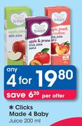 Clicks Made 4 Baby Juice 200ml-For Any 4