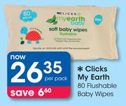 Clicks My Earth 80 Flushable Baby Wipes-Per Pack