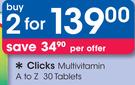 Clicks Multivitamin A To Z 30 Tablets-For 2