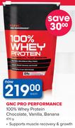 GNC Pro Performance 100% Whey Protein Vanilla, Chocolate Or Banana-470g