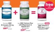 GNC B-Complex 50mg-100 Capsules + Calcium Plus With Magnesium & Vitamin D3-180 Capsules