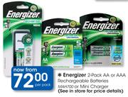 Energizer 2 Pack AA Or AAA Rechargeable Batteries MAH700 Or Mini Charger-Per Pack