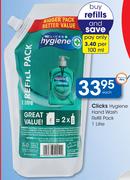 Clicks Hygiene Hand Wash Refill Pack-1Ltr Each