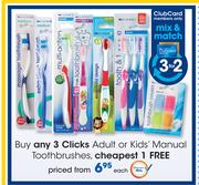 Clicks Adult Or Kids Manual Toothbrushes-Each