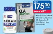 USN Phedra Cut Burn XT 30 Capsules & Cla Green Tea Blister Pack
