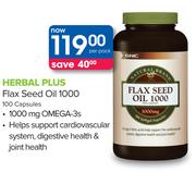 GNC Herbal Plus Flax Seed Oil 1000mg 100 Capsules-Per Pack