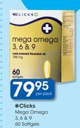 Clicks Mega Omega 3, 6 & 9-60 Softgels