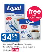Equal Low Kilojoule Sweetener 100 Sticks