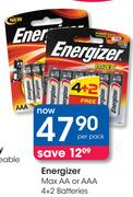 Energizer Max AA Or AAA 4+2 Batteries-Per Pack