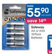 Safeway AA Or AAA 10-Pack Batteries-Per Pack