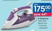 Safeway 1800 Watt Ceramic Soleplate Steam Iron 