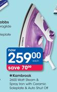 Kambrook 2600 Watt Steam & Spray Iron With Ceramic Soleplate & Auto Shut Off
