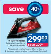 Russell Hobbs 2400 Watt Ceramic Soleplate Iron RHI910