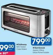 Kambrook Aspire 2 Slice Glass Panel Toaster-Each