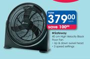 Safeway 40cm High Velocity Black Floor Fan