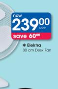 Elektra 30cm Desk Fan-Each