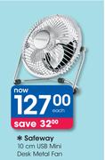 Safeway 10cm USB Mini Desk Metal Fan-Each
