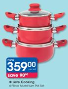 Love Cooking 6 Piece Aluminium Pot Set-Per Set