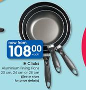 Clicks Aluminium Frying Pans 20cm,24cm Or 28cm-Each