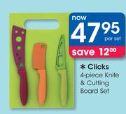 Clicks 4 Piece Knife & Cutting Board Set-Per Set