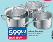 Love Cooking 6 Piece Stainless Steel Pot Set-Per Set