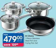 Clicks 7 Piece Stainless Steel Pot And Frying Pan Set-Per Set