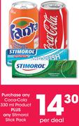 Coca-Cola 330ml Product + Stimorol Stick Pack-Per Deal