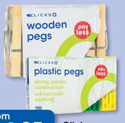 Clicks 24 Wooden Pegs-Per Pack