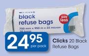 Clicks 20 Black Refuse Bags -Per Pack