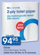 Clicks 2-Ply Toilet Paper 18's Roll-Per Pack