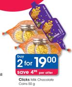 Clicks Milk Chocolate Coins-2x50g