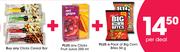 Clicks Cereal Bar+ Clicks Fruit Juice 250ml+ Big Corn Bites 50g-Per Deal