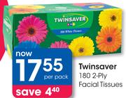 Twinsaver 180 2 Ply Facial Tissues-Per Pack