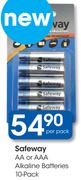 Safeway AA Or AAA Alkaline Batteries 10 Pack-Per Pack