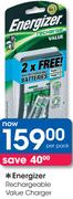 Energizer Rechargeable Value Charger-Per Pack