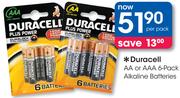 Duracell AA Or AAA 6 Pack Alkaline Batteries-Per Pack